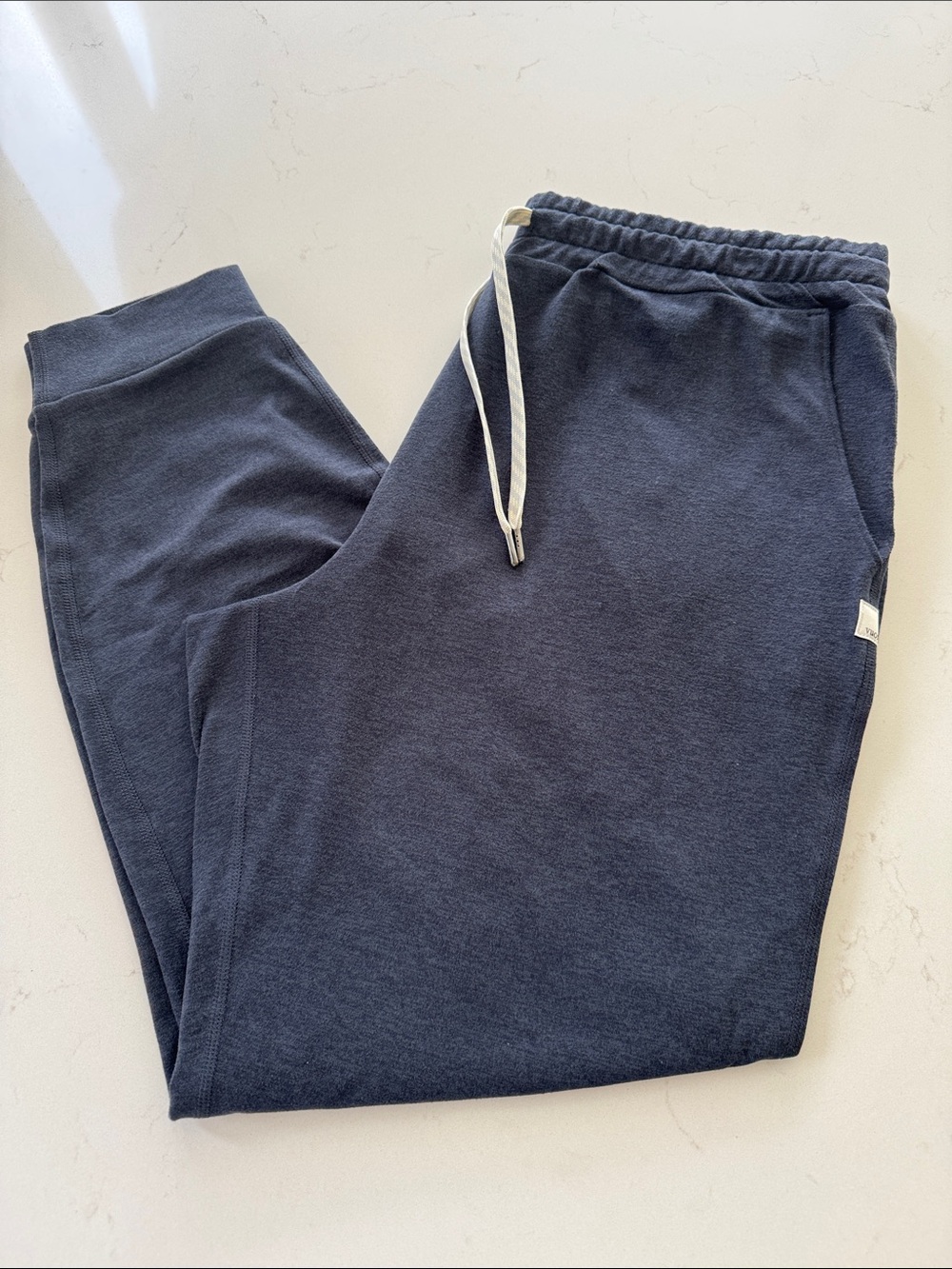 Vuori Navy Performance Drawstring Sweatpants with White Cord NWOT